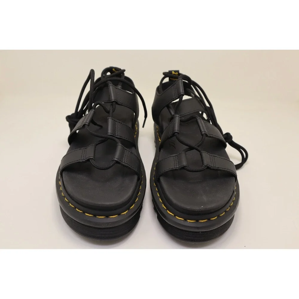 Dr. Martens Nartilla Black Gladiator Sandals Women's 9 UK 7 EU 41 Lace Up NWOB